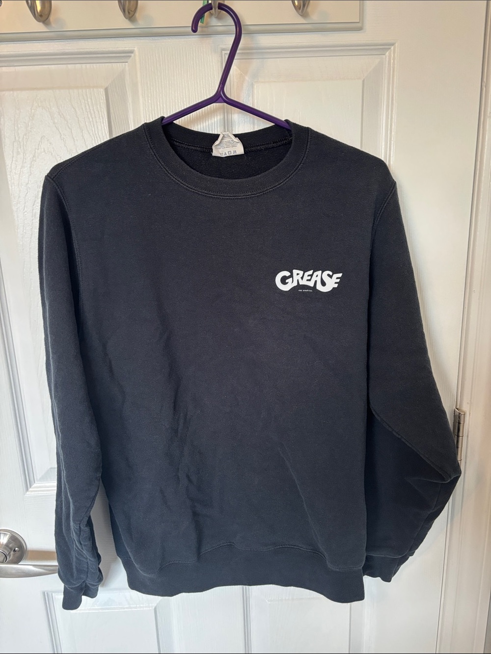 Grease Logo Black Crewneck Sweatshirt - Men's